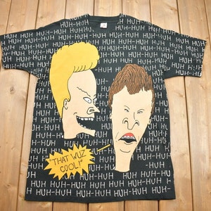 ヴィンテージ 1993 ビーバス・アンド・バットヘッド MTV オールオーバープリント Tシャツ / 90年代グラフィックTシャツ / アメリカ製 / スタンリー・デサンティス / シングルステッチ