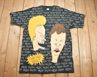 Koszulka z nadrukiem MTV Beavis i Butthead z 1993 roku / Koszulka z grafiką z lat 90. / Wyprodukowano w USA / Stanley Desantis / Pojedynczy ścieg