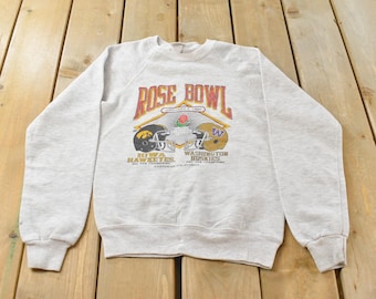 Vintage 1991 Rose Bowl Hawkeyes Vs Huskies Sweatshirt mit Rundhalsausschnitt Jugend L / 90er College Football / College Football