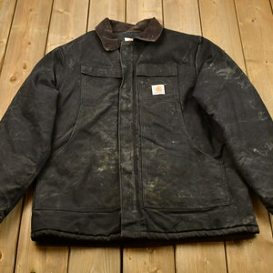 Vintage 1990s Distressed Carhartt Chore Coat / Vintage Workwear Jacket / Streetwear Fashion / Workwear / Canvas Bomber Jacket