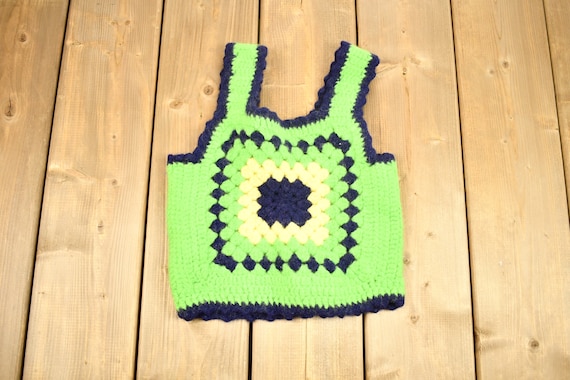 Vintage 1960s Crochet Knitted Tank Top / Vintage … - image 2