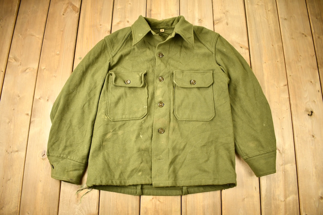 Vintage U.S. Military Button up Shirt / USMC / US Army Green / Etsy