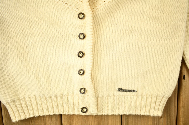 Vintage 1980s 100% Wool Sigi Schieber Knit Cardigan Sweater / Vintage Cable Knit / Button Up / Vintage Knit / Winter Sweatshirt image 3