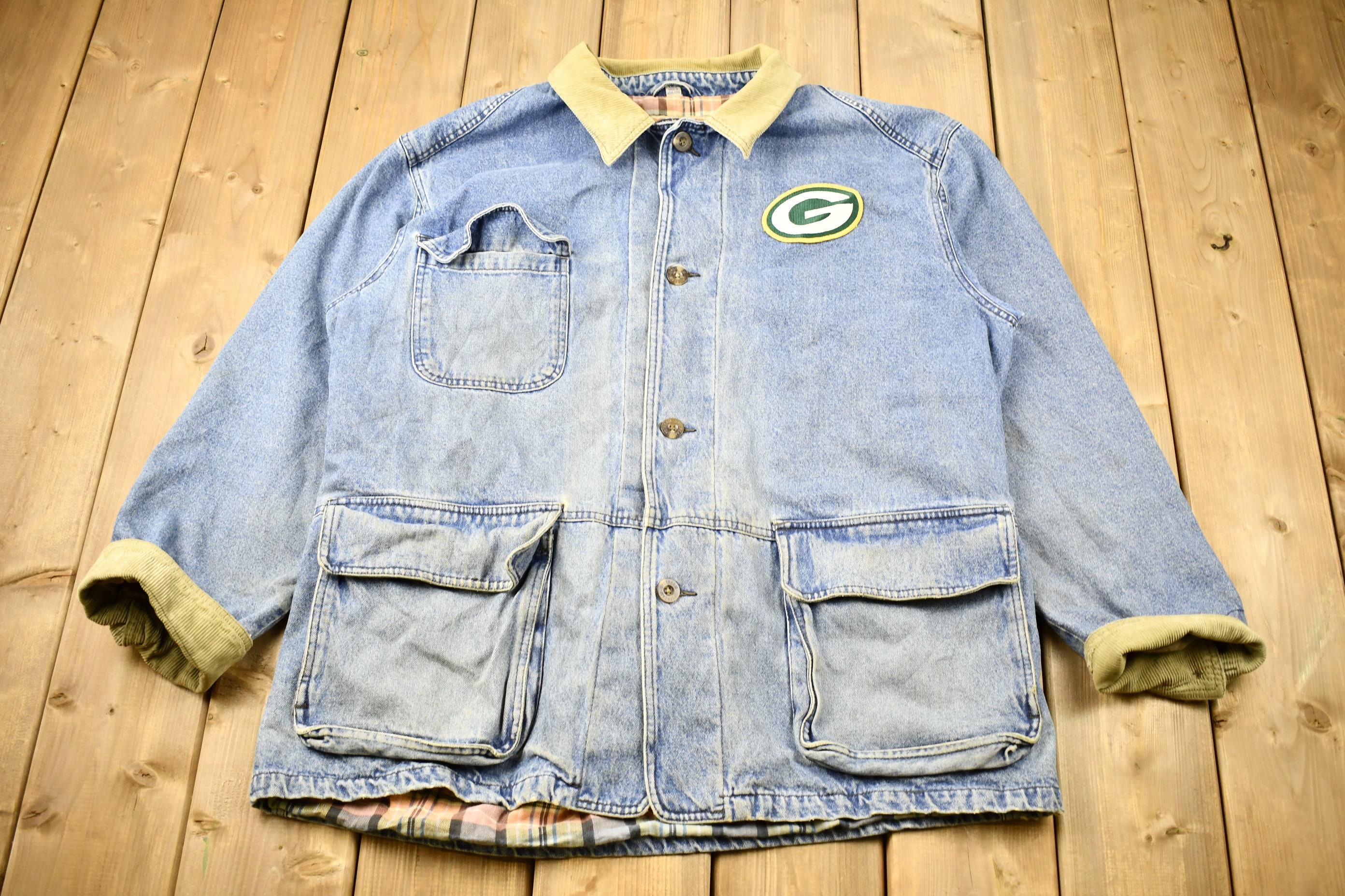 Buy Vintage 1990s Green Bay Packers Patchwork Denim Jacket