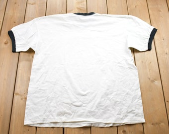 Vintage 1990s Nike Ringer Graphic T-shirt / 90s Nike Swoosh
