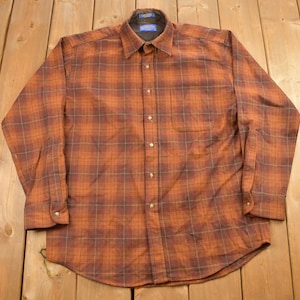 Vintage 1990s Pendleton Plaid Button Up Lodge Shirt / 100% Virgin Wool / Outdoor / Casual Wear / Pendleton Flannel