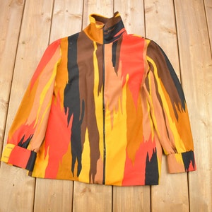 Vintage 1980s Abstract Tiger Camo Zip Up Shirt / Full Zip Shirt / Vintage Flannel / Colorful / Casual Shirt / Formal Shirt / Made In Canada