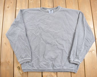 Vintage 1990s Authentic Pigment Blank Grey Crewneck Sweatshirt / 90s Crewneck / Essential / Streetwear / 90s Blank / Distressed