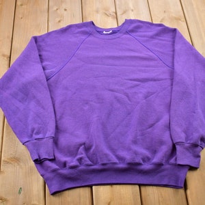 Vintage 1990s Purple Blank Crewneck Sweatshirt / 90s Crewneck / Made In USA / Essential / Streetwear / 90s Blank