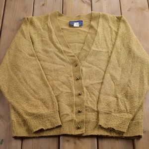 Vintage 1990s Knitted Cardigan Sweater / Vintage Cardigan / Button Up / Abstract Pattern / Made In USA
