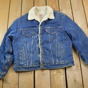 Vintage 1990er Jahre Levis Shearling gefütterte Jeansjacke Made In USA