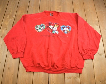 Sudadera vintage de los años 90 con Mickey Mouse y Minnie Mouse de Disney.
