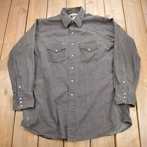 Vintage 1990s Carhartt Rugged Outdoor Wear Snap Button Up Shirt / 1990s Button Up / Vintage Workwear / Sun Faded / Made In USA