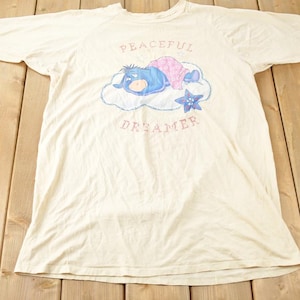 Camisa de pijama vintage Disney Eeyore Peaceful Dreamer dos anos 90 / Camiseta gráfica dos anos 90 / Disney vintage / Camiseta Disney dos anos 90 / Camisa de dormir