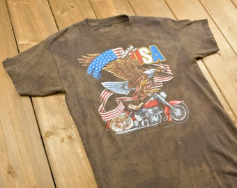 Vintage 1986 Harley Davidson Motorcycles Born in the USA 3D Emblem T-Shirt / 90s Graphic / Biker / Streetwear / Retro / Vintage Tee