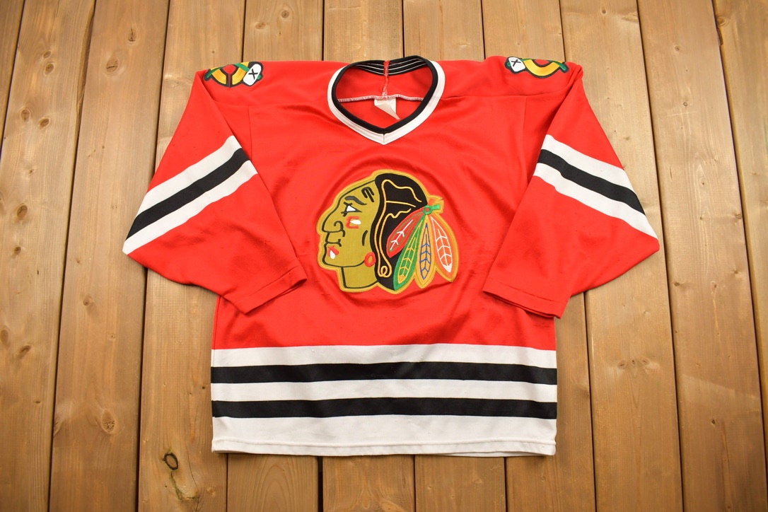 Chicago Blackhawks Jersey Large CCM NHL Official Red Vintage Made in USA