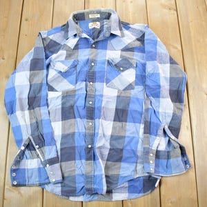 Vintage 1990s Blue Plaid Button Up Shirt