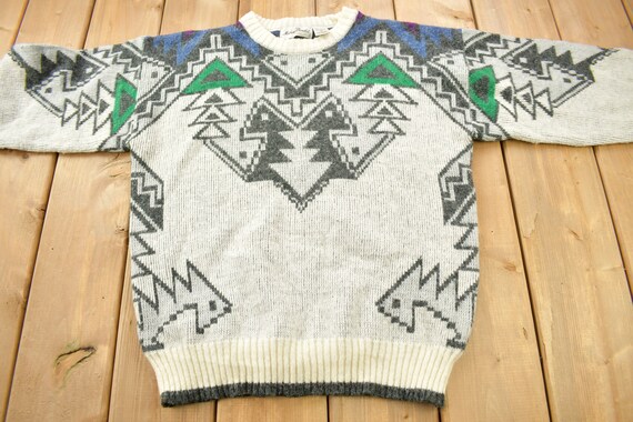 Vintage 1990s Michael Gerald Aztec Theme Knitted … - image 3