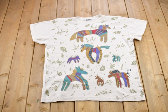 Vintage 1990s Horse Theme Graphic T-Shirt / Made … - image 1
