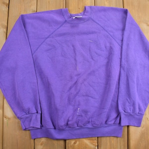 Vintage 1980s Purple Tultex Blank Crewneck Sweatshirt / 80s Crewneck / Made In USA / Essential / Streetwear / 80s Blank / Size Large