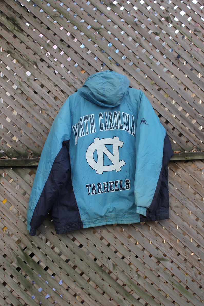 Vintage 1990s University Of North Carolina Tar Heels Puffer Jacket / Sportswear / Streetwear / Collegiate Jacket / Color Block / UNC image 5