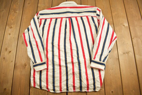 Vintage 1990s Basic Options Stripe Button Up Shir… - image 2