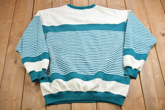 Vintage 1990s Marine Club Striped Crewneck Sweatshirt / 90s