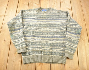 Vintage 1990s Pendleton 100% Virgin Shetland Wool Knitted Crewneck Sweater / Vintage Crewneck / Pendleton Sweatshirt