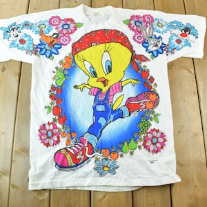 ヴィンテージ 1996 トゥイーティーバード フレッシュ ルーニー・テューンズ カートゥーン グラフィック Tシャツ / アメリカ製 / 全面プリント