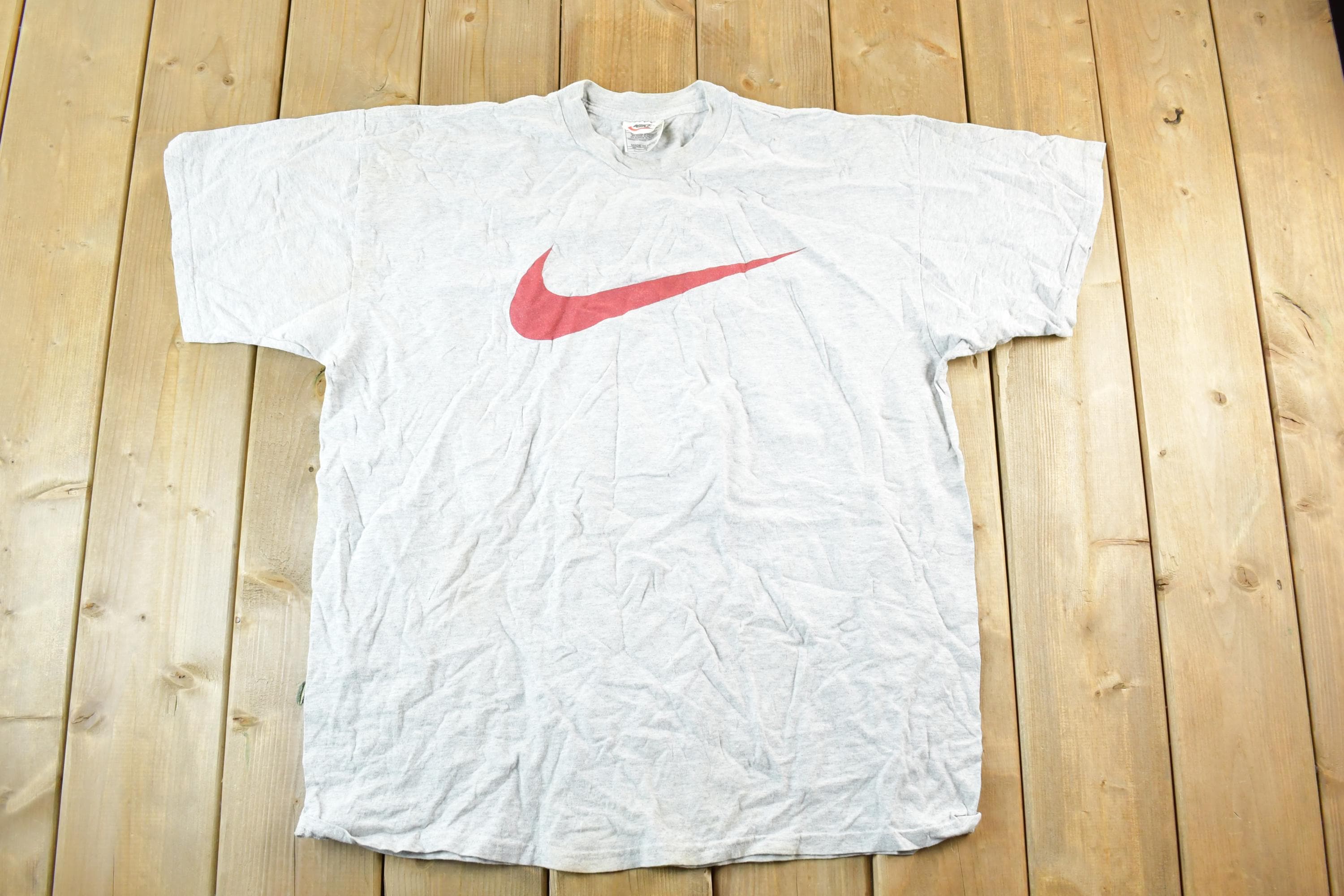 Vintage 1990s Nike Big Swoosh Graphic T-shirt Mens Large / Swoosh