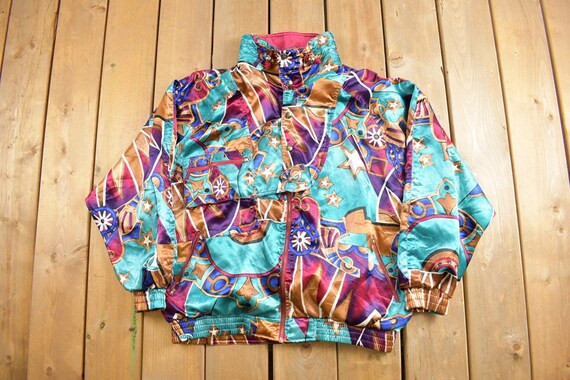 Vintage 1980s Bocoo Abstract Pattern Satin Bomber Jacket Zip up Jacket 80s Pattern 1980s Jacket Funky Silly Jacket Etsy