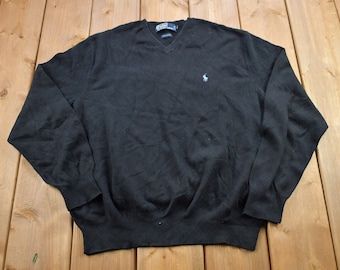 Vintage 1990s Polo Ralph Lauren Blank V-Neck Sweatshirt / 90s Ralph Lauren / Vintage Polo / Essential / Streetwear / 90s Blank / 90s Polo