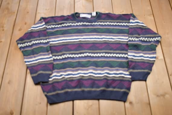 Vintage 1980s Michael Gerald Abstract Knitted Cre… - image 1