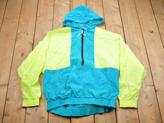 Vintage 1980s Hot Sand Windbreaker Jacket Color Block Athletic