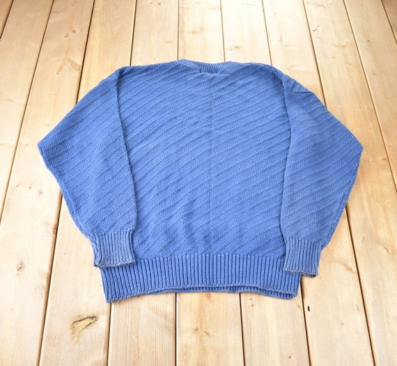 Vintage 1980s St. Johns Bay 3D Blue Knit Crewneck Sweater