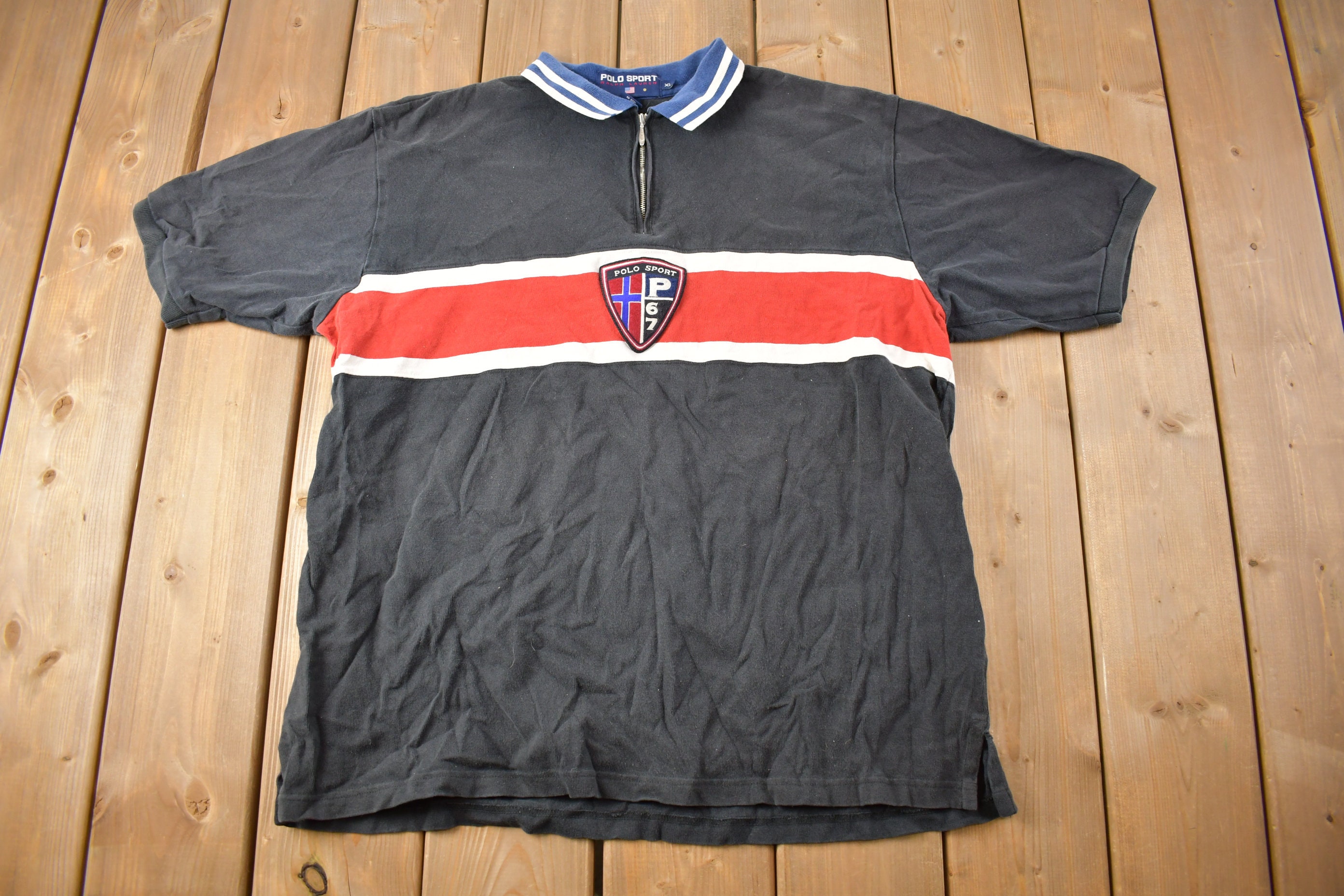 トップス RRL 90s Short Sleeve Sweatshirt USA M Vintage 90s Striped Short Sleeve Crewneck Size Large Skate