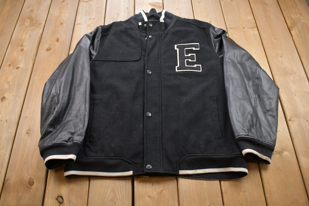 Vintage 1990s Enyce Leather Varsity Jacket / Fall Outerwear
