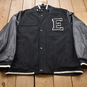 Vintage 1990s Enyce Leather Varsity Jacket / Fall Outerwear / Leather Coat / Winter Outerwear / Streetwear Fashion / Suede Jacket