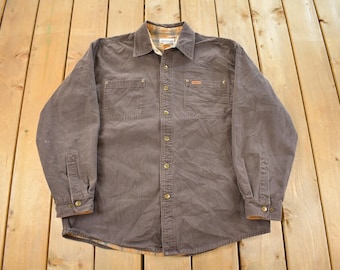Vintage 1990s Carhartt Flannel Lined Shirt Men's Large / Workwear / Streetwear / 90s / Distressed Carhartt / Carhartt Shirt