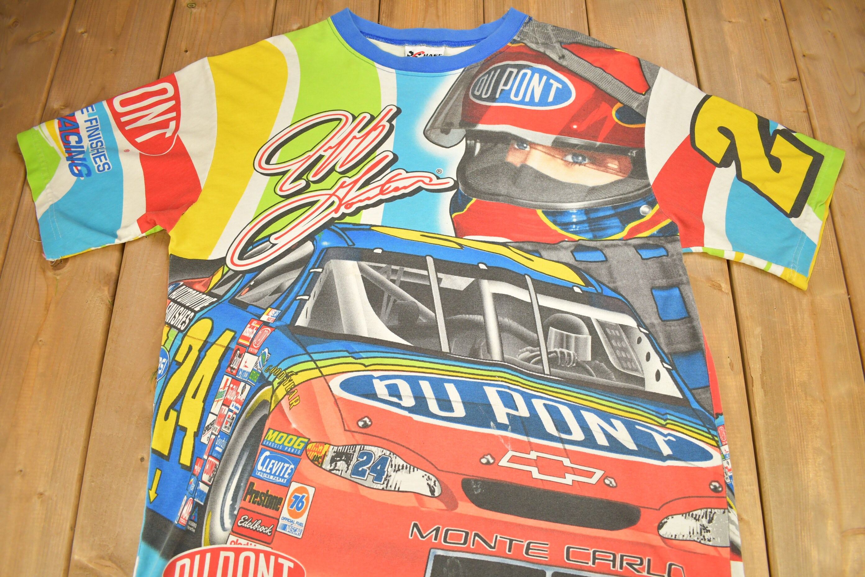 Vintage 2001 Jeff Gordon All Over Print NASCAR Racing T-shirt