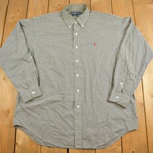 Vintage 1990s Ralph Lauren Button Up Shirt / 1990s Polo Button Up / Vintage Flannel / Casual Wear / Dress Shirt / Pattern Button Up