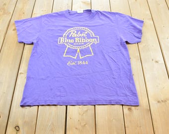 Vintage 2000s Pabst Blue Ribbon PBR Beer Souvenir Graphic Travel T-Shirt Mens XL / Y2K Vacation T-Shirt / 00s Promotional Tee