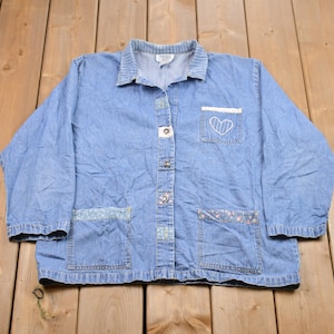 Vintage 1990s Teddi Denim Button Up Chore Shirt / 1990s Button Up / Vintage Denim Button Up / Casual Wear / Workwear / Pattern Button Up
