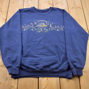 Vintage 1990s Cute Bird Themed Crewneck / Souvenir / Vintage Sweatshirt / Outdoorsman / Wilderness Sweatshirt / Floral / Animal Themed