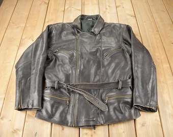 Vintage 1980sDark Brown Genuine Leather Women's Coat Size XL
