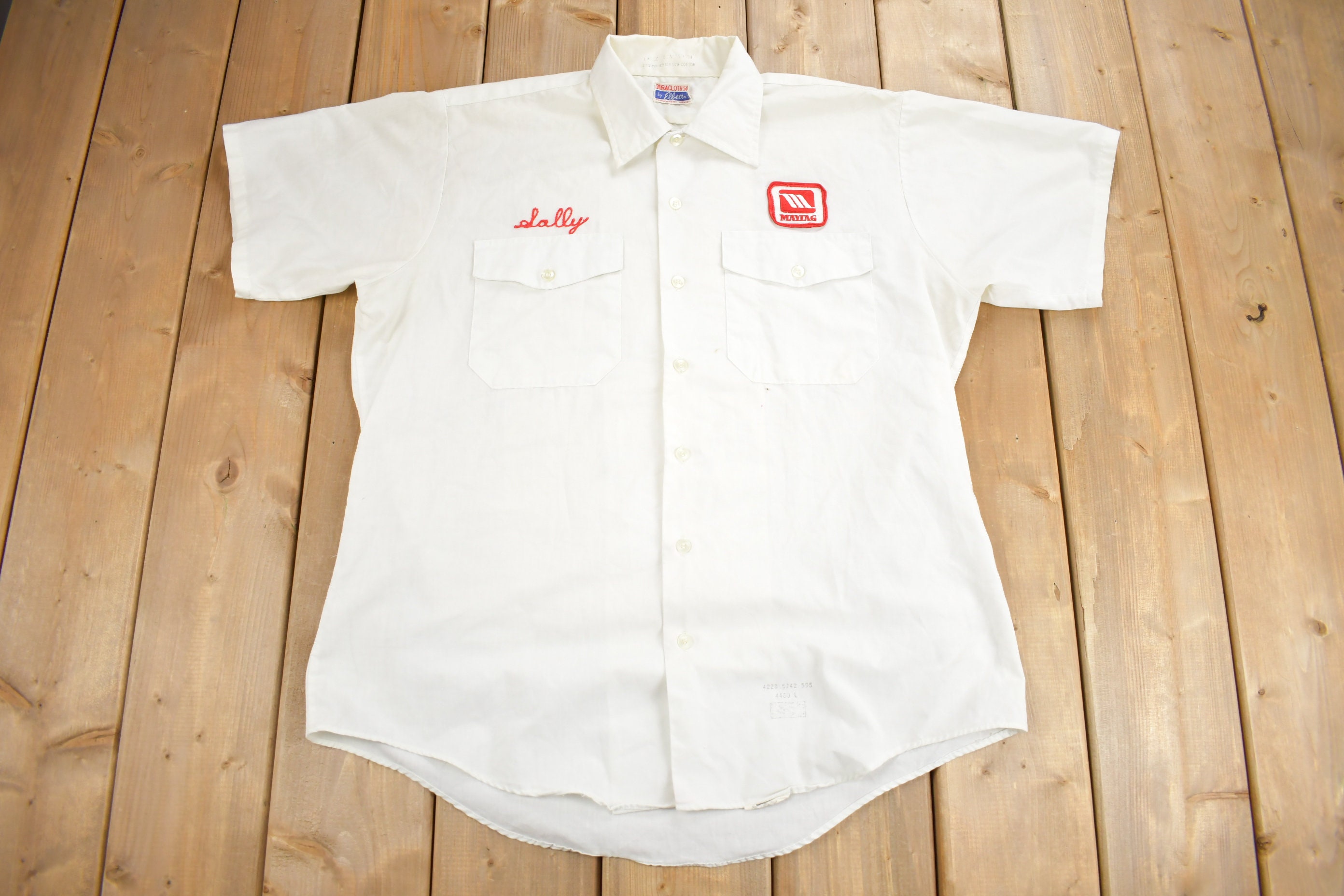 Vintage 1950s Maytag Red Carpet Service Button up Shirt / 1950s 