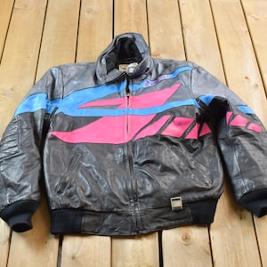 Vintage 1990s Polaris Leather Snowmobile Racing Jacket / Race Gear