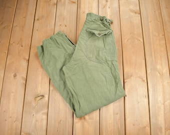 1960s US Army Military Cotton Twill Khaki Work Pants | Vintage