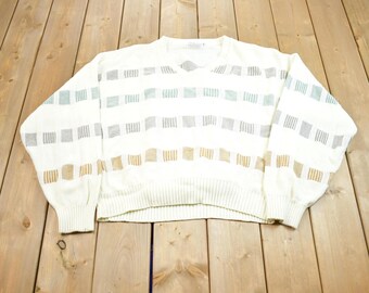Pull Vintage London Fog Femme - Col Ras Du Cou, Multicolore, Taille M - Occasion Très Bon état