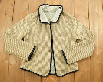 Cárdigan de punto beige con cuello, estilo vintage de los años 80 / Suéter de punto / Cárdigan abotonado / Para actividades al aire libre y en la naturaleza / Sudadera tipo jersey